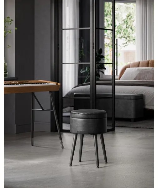 Kožený taburet CORE čierny