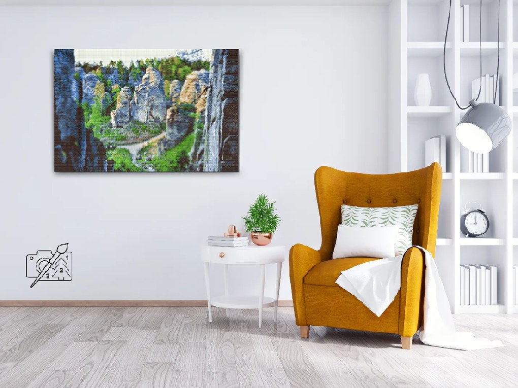 Gario Diamantové maľovanie Prachovské skaly Rozmery: 60 x 40 cm, Rámovanie: Iba zrolované plátno, Diamanty: Okrúhle