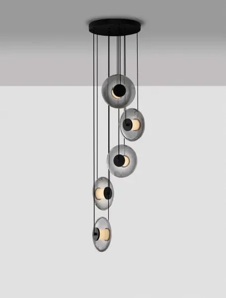 LED stmievateľný čierno-šedý moderný luster Skia 5