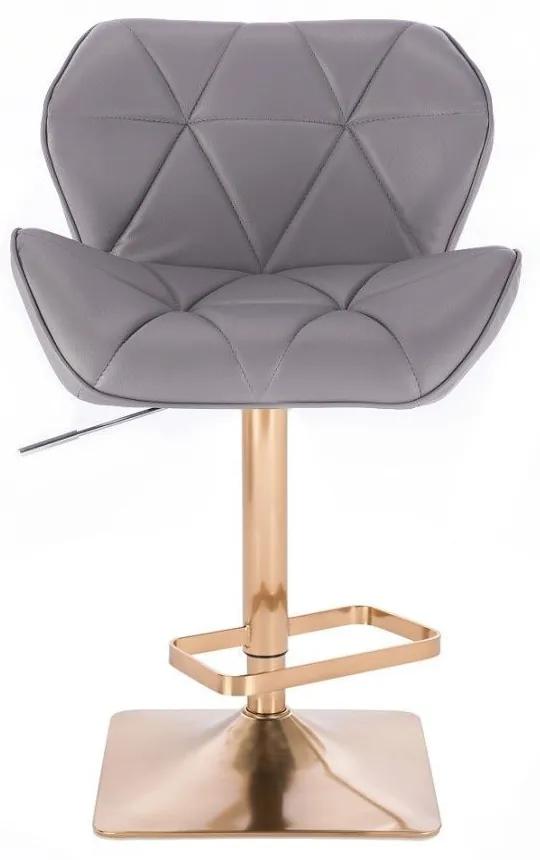 LuxuryForm Barová stolička MILANO na zlatej hranatej podstave - šedá
