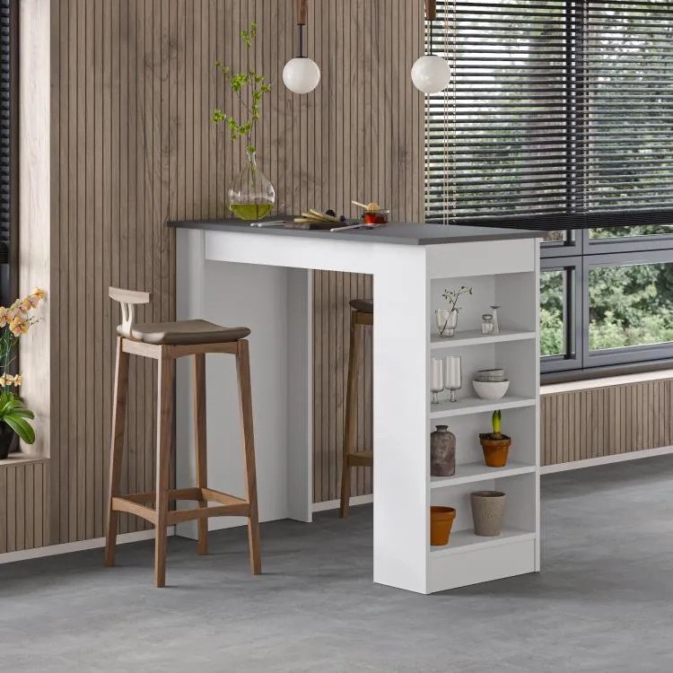 Barový stôl Houseland Swallow antracitovo sivý/biely