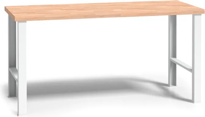 Pracovný stôl do dielne G3, buková škárovka, pevné kovové nohy, 2000 mm