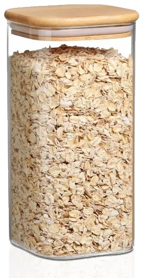 Orion Sklenená dóza hranatá s bambusovým vekom, 1,7 l BORO