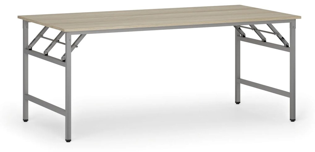 Konferenčný stôl FAST READY so striebornosivou podnožou, 1800 x 900 x 750 mm, dub prírodný