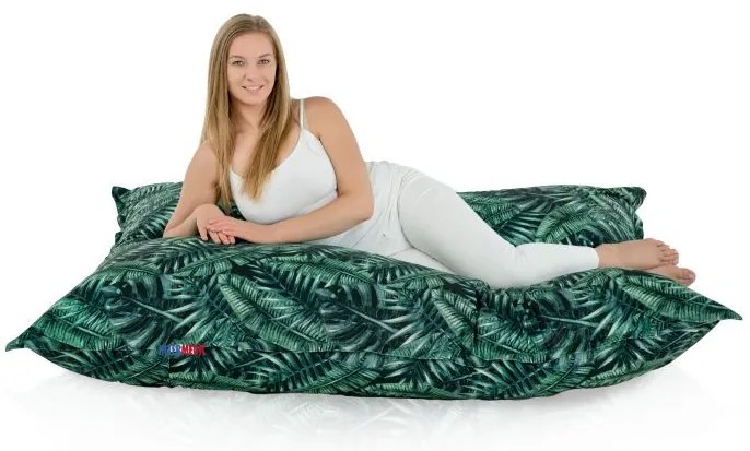 Sedací vak Forest – tmavozelené listy, veľký relaxačný vankúš XL/XXL Veľkosť: XXL