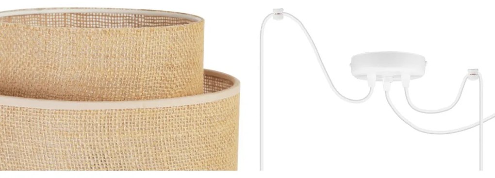 Závesné svietidlo Boho Spider, 3x jutové tienidlo, (výber z 2 farieb konštrukcie)