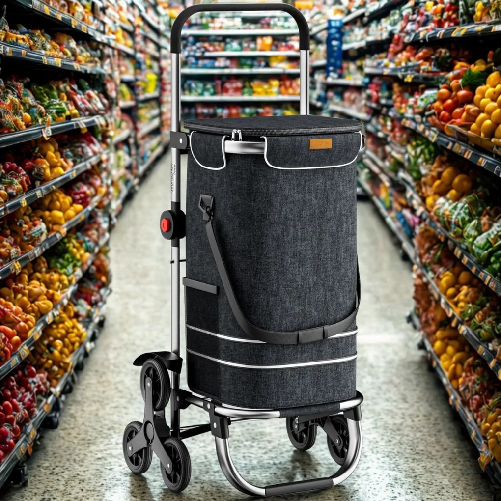 Jurhan Nákupná taška na kolieskach do schodov COMFORT, 50l, čierna