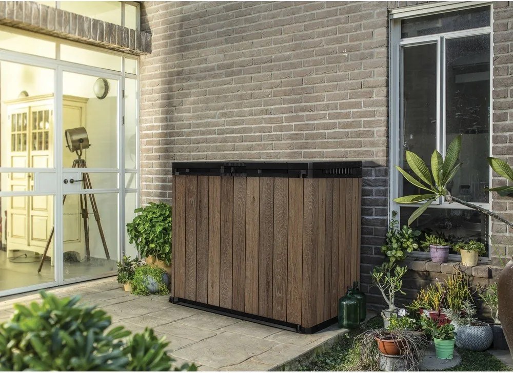 Tmavohnedý plastový záhradný úložný box Deco – Keter
