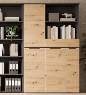 Univerzálna skriňa s regálom Memphis, 75 cm, dub artisan/grafit%