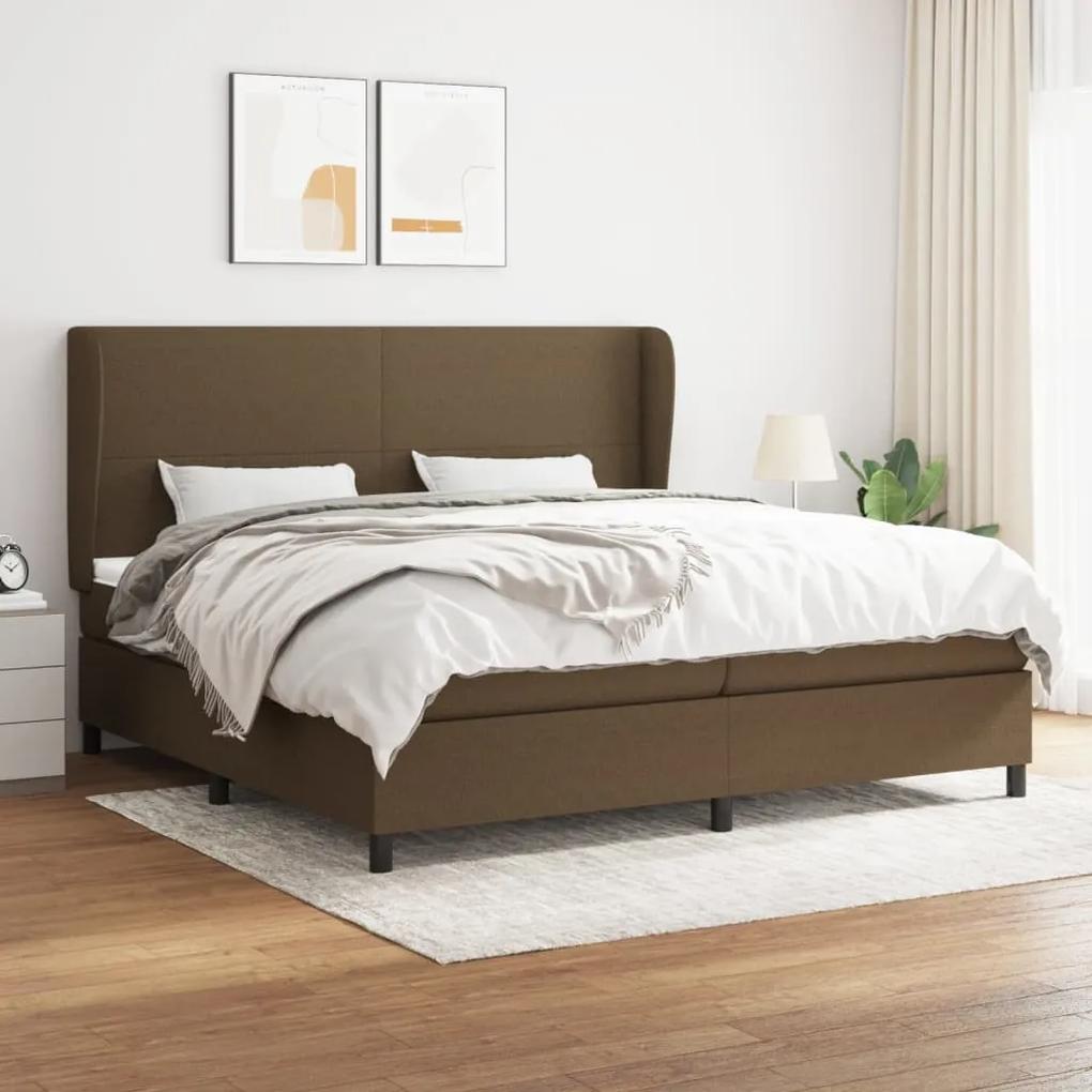Boxspring posteľ s matracom tmavohnedá 200x200 cm látka 3127832