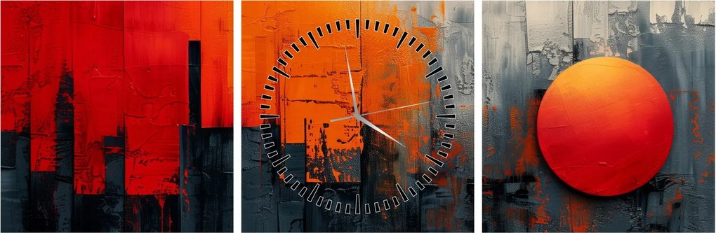 Obraz - Abstraktná maľba mesta (s hodinami) (90x30 cm)