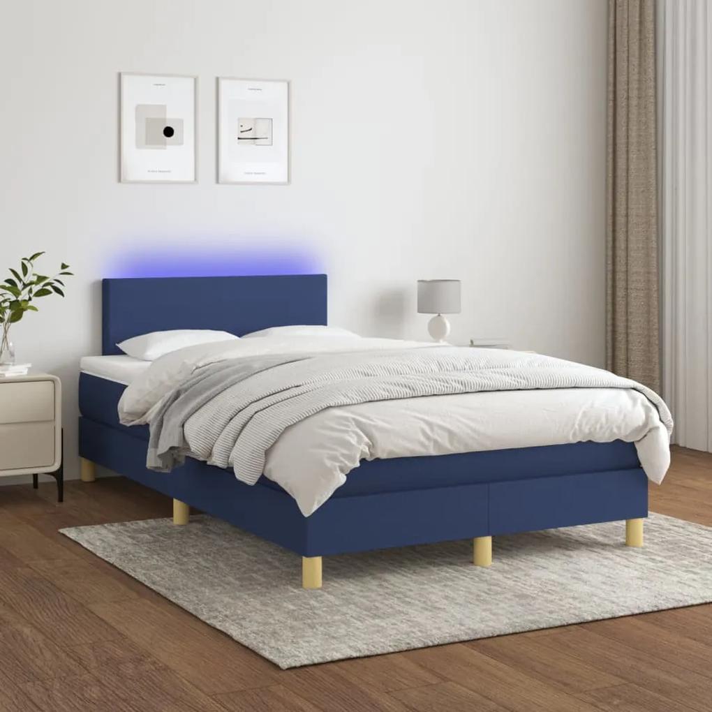 Posteľ boxsping s matracom a LED modrá 120x200 cm látka 3133547