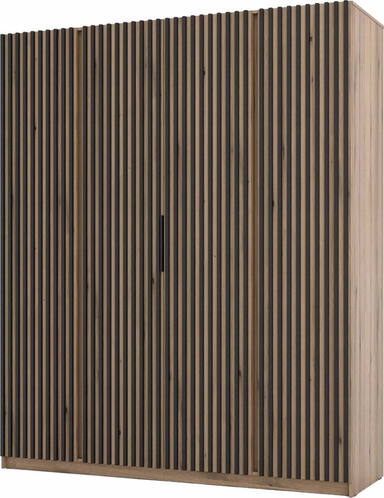 4-dverová skriňa do predsiene a spálne s lamelami Dravero Ev/ev-bl 4LAM