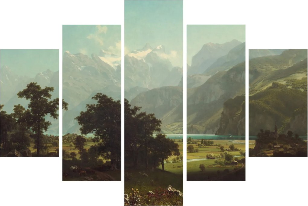 Obraz - Albert Bierstadt, Lake Lucerne, reprodukcia (150x105 cm)