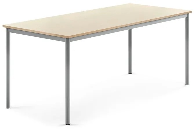 Stôl SONITUS, 1800x800x720 mm, HPL - breza, strieborná