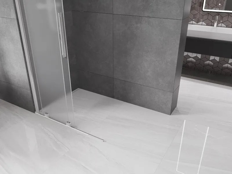 Mexen Velar, sprchová zástena s posuvnými dverami Walk-in 120 x 200 cm, 8mm sklo námraza, chrómová, 871-120-000-33-01
