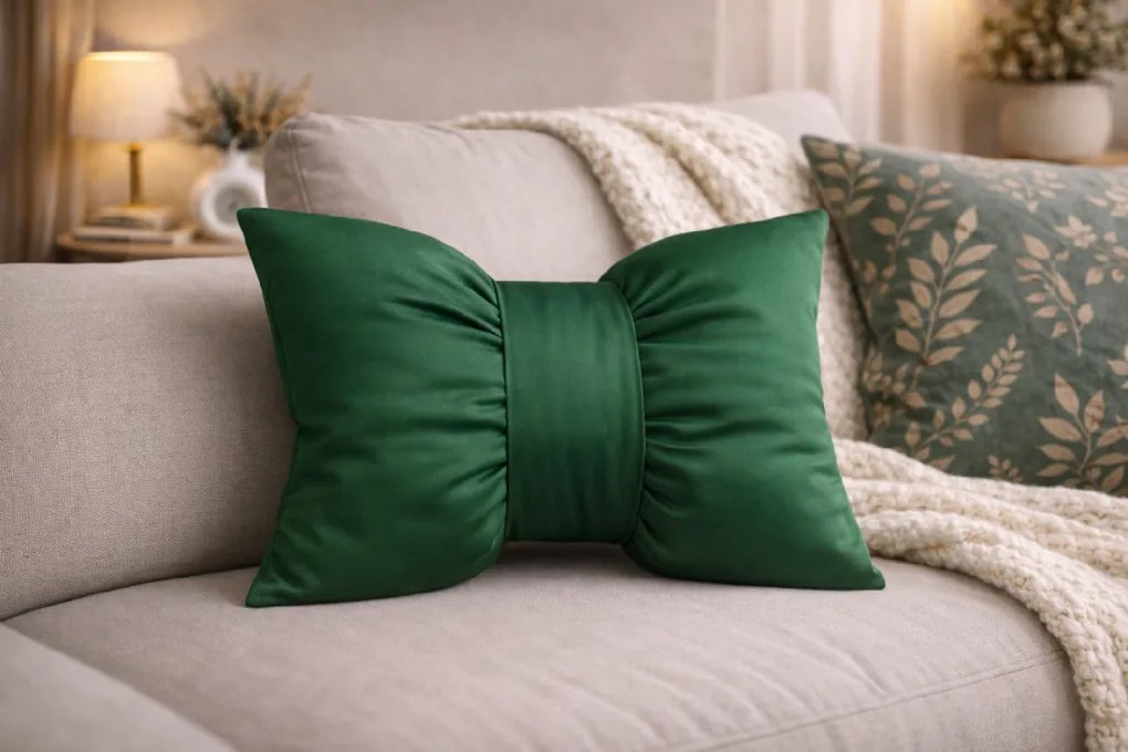 INTERMEDIC SK Dekoračný vankúš Mašľa zelená Veľkosť: 40x30 cm