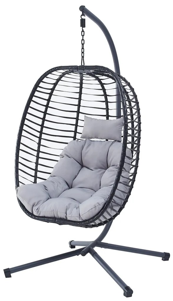Autronic Závesné kreslo, kov, polyratan, sivá, AZ-V1289 GREY