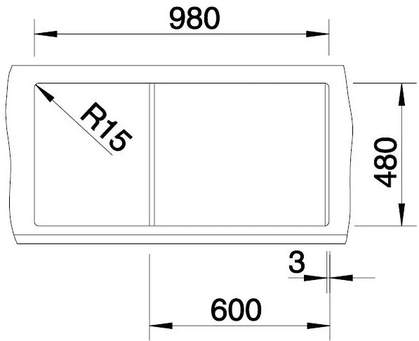 Blanco Metra 6 S, silgranitový drez 1000x500x190 mm, 1,5-komorový, biela, BLA-513223