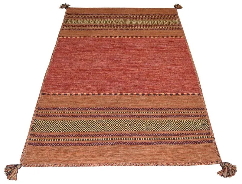 Oranžový bavlnený koberec Webtappeti Antique Kilim, 160 x 230 cm