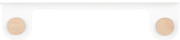 Nástenná biela polica z ocele s detailom z dubového dreva s 2 háčikmi Gazzda Hook, dĺžka 60 cm