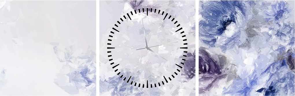 Obraz - Kvety, textúrovaná maľba (s hodinami) (90x30 cm)