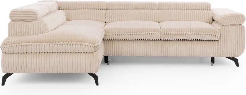 Béžová menčestrová rohová pohovka (ľavý roh/do L) Marbeya – Ropez