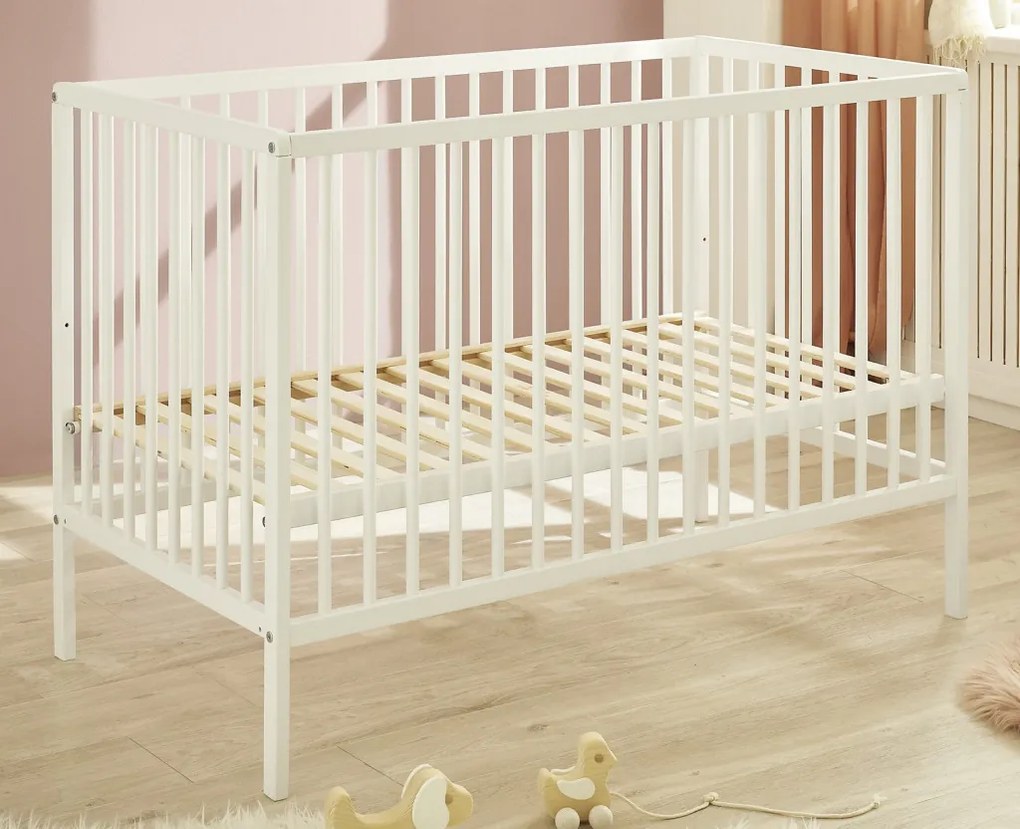 Detská baby postieľka Celia 60x120 cm, biela
