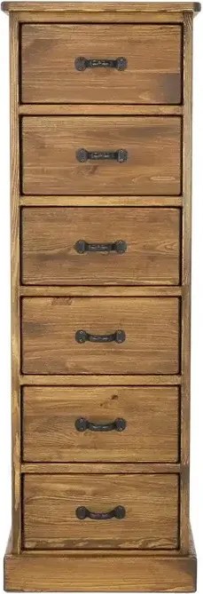 Rustikálna vysoká úzka skrinka so 6 zásuvkami 50x45x148 cm