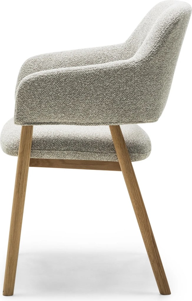 Čalúnené jedálenské kreslo Sanremo bouclé svetlosivé/dub prírodný