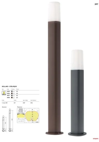 Redo 9078 - Vonkajšia lampa CRAYON 1xE27/42W/230V IP44