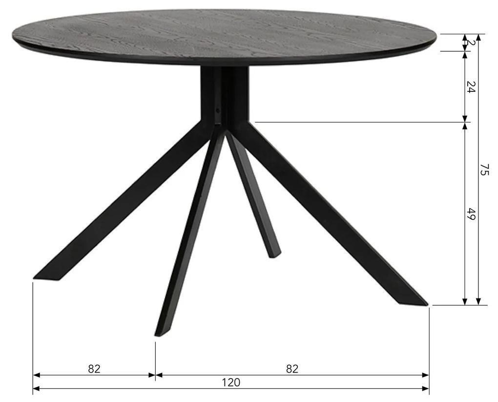 Jedálenský stôl sonny ø 120 cm čierna MUZZA