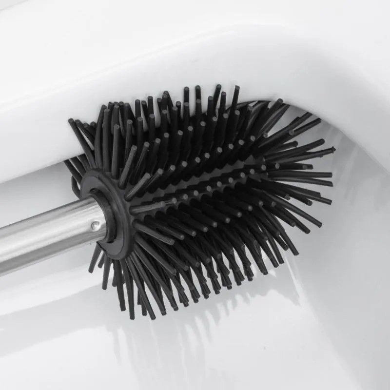 Erga Silka, silikónová WC kefa, čierna-chrómová, ERG-YKA-V.WCZC-SILKA