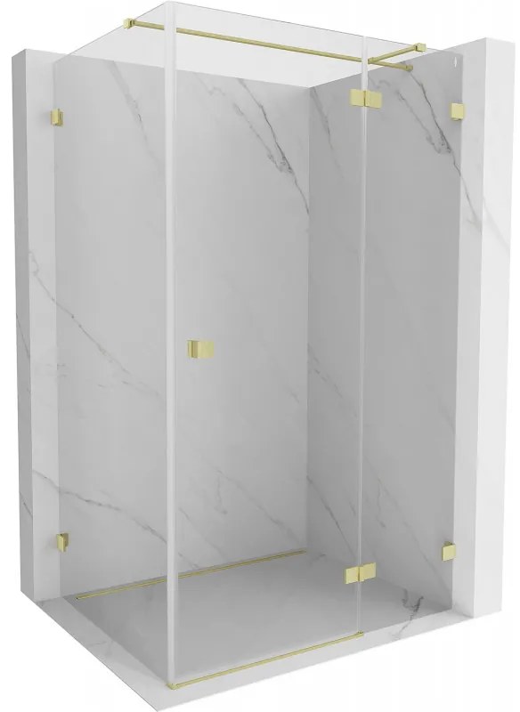 Mexen Lunar T, pravý výklopný sprchový kút 140 x 100 cm, 8mm číre sklo, zlatý matný profil, 834T-140-100-55-00-P