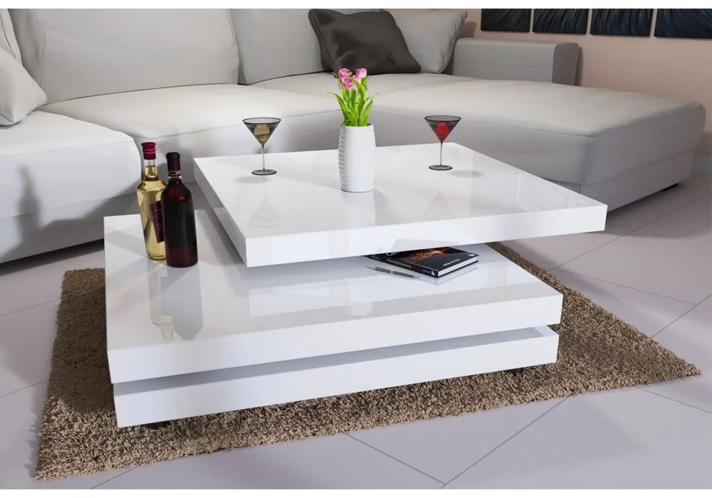 InternetovaZahrada - Konferenčný stolík NY – 60 x 60 cm – vysoký lesk biely