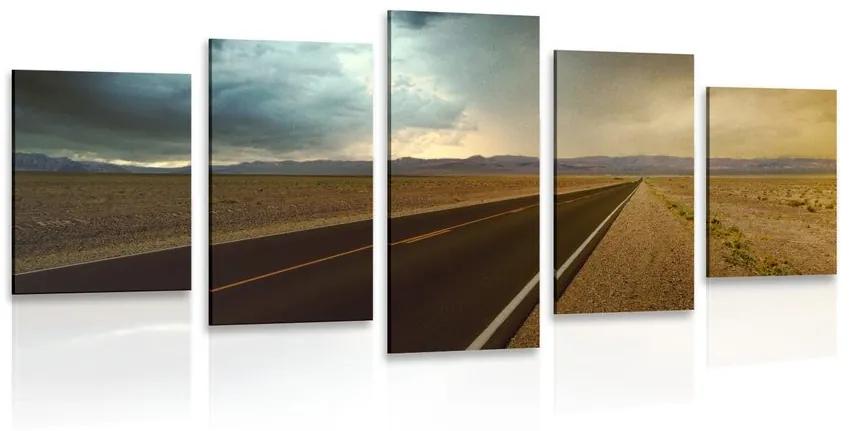 5-dielny obraz cesta uprostred púšte Varianta: 100x50