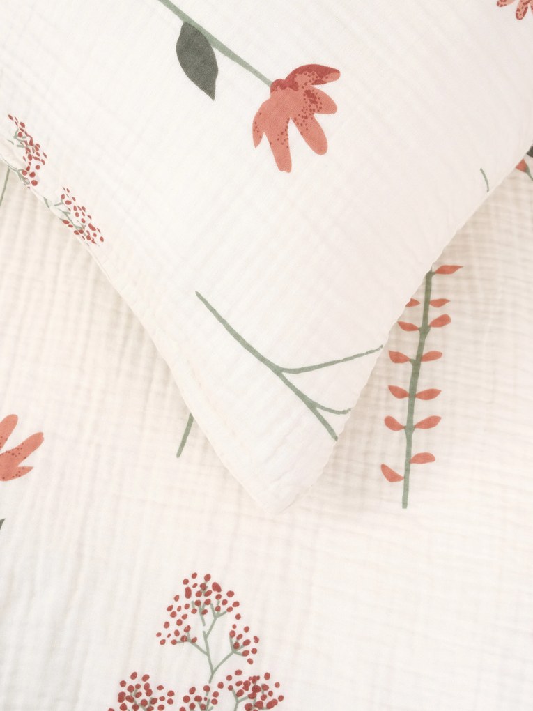 Mušelínová obliečka na vankúš 70 × 90 cm – Vlčie maky béžové