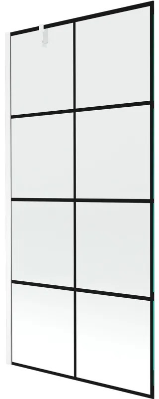 Mexen Next vaňová zástena jednokrídlová 90 x 150 cm, Čierny vzor, Biela - 895-090-000-00-77-20
