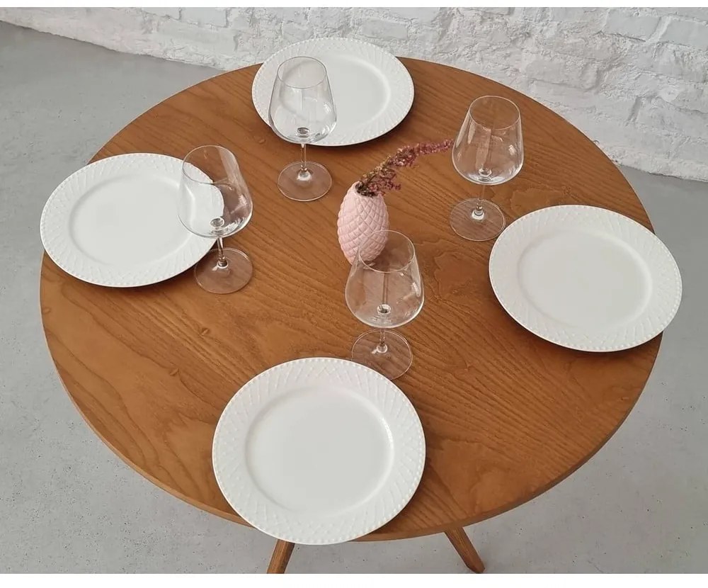 Okrúhly jedálenský stôl s doskou v dekore jaseňového dreva ø 90 cm Jubi – Ragaba