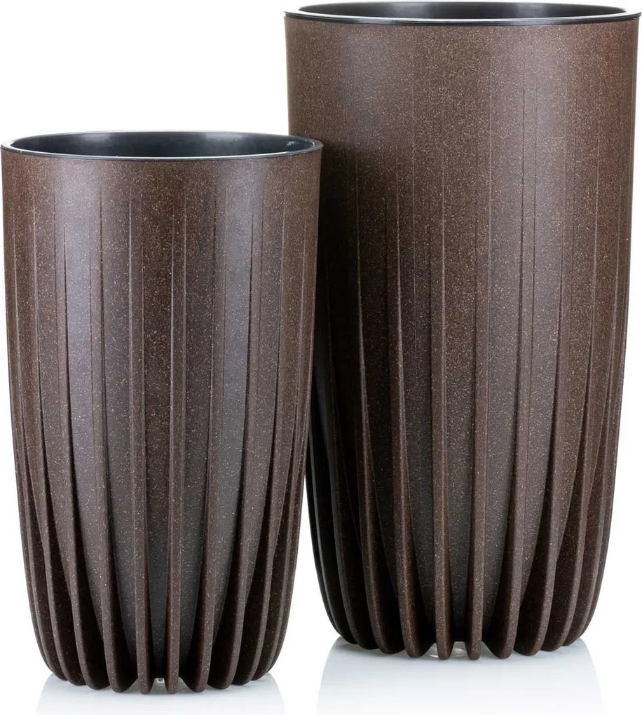 PLASTOVÝ KVETINÁČ STRIPPED ECO 51X30 CM TMAVOHNEDÁ