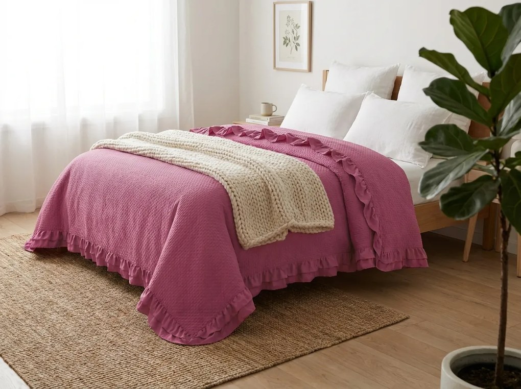 Prehoz na posteľ MONTEGO, tmavoružový Rozmer: 170 x 210 cm