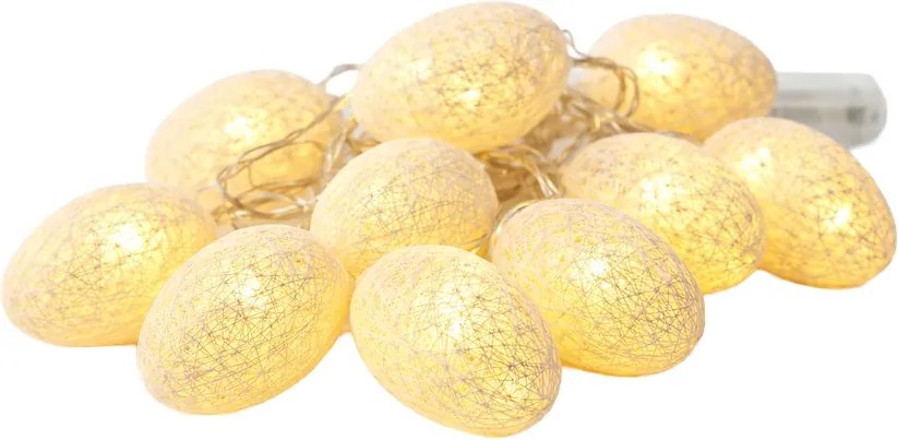 LED svetelná reťaz Eggs, 1,6 m, biela