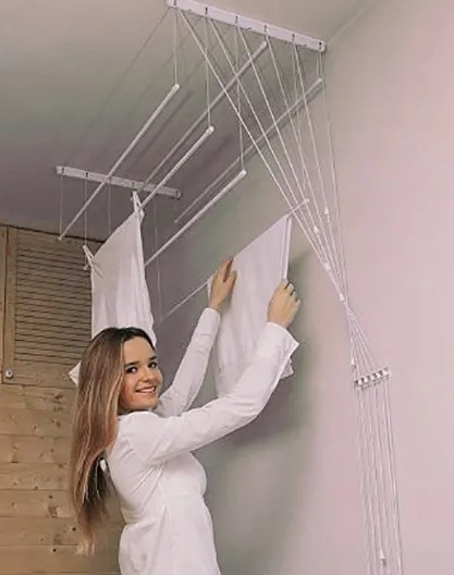 Erga Erga, stropný vešiak na sušenie bielizne 6x90 cm, biela, ERG-SEP-10SUSSUF6PP09