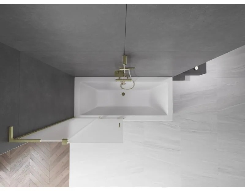 Mexen Velar L, 2-krídlová posuvná vaňová zástena 90 x 150 cm, 8mm sklo námraza, zlatá matná, 896-090-003-31-55