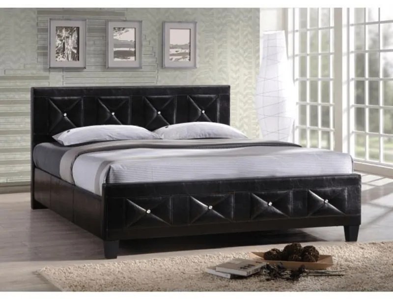 Kondela Manželská posteľ CARISA, 180x200, s roštom, ekokoža čierna