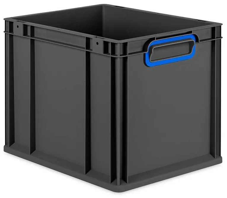 Sada 4 kusov - Eurobox Next Gen 2.0 Cycle - Stohovateľný kontajner s uzavretými rukoväťami - Modrý - 400 x 300 x 320 mm - Antracit