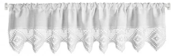 DECOREUM Záclona z s čipkovým vzorom 150 cm x 30 cm biela 60% bavlna 40% polyester 98404