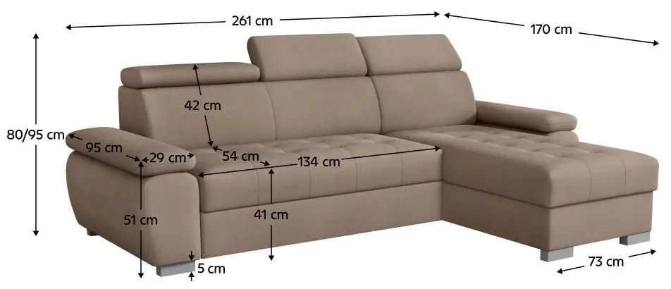 Rohová sedacia súprava Sivaro (sivobéžová) (P). Vlastná spoľahlivá doprava až k Vám domov. 1119669