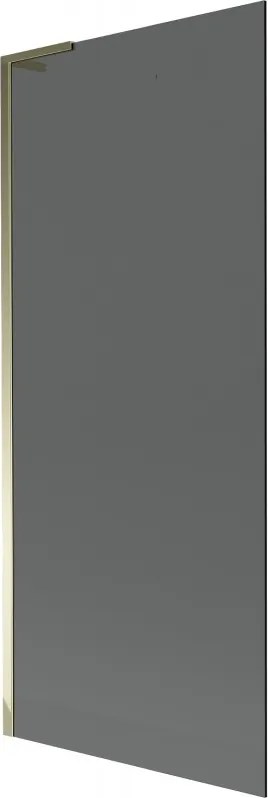 Mexen Next L, 1-krídlová vaňová zástena 80 x 150 cm, 6mm šedé sklo, zlatý lesklý profil, 895-080-000-03-40-50