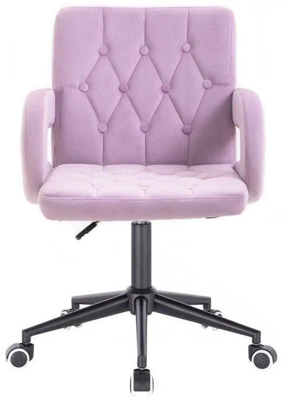 LuxuryForm DESIGN Stolička BOSTON VELUR na čiernej podstave s kolieskami - levanduľa